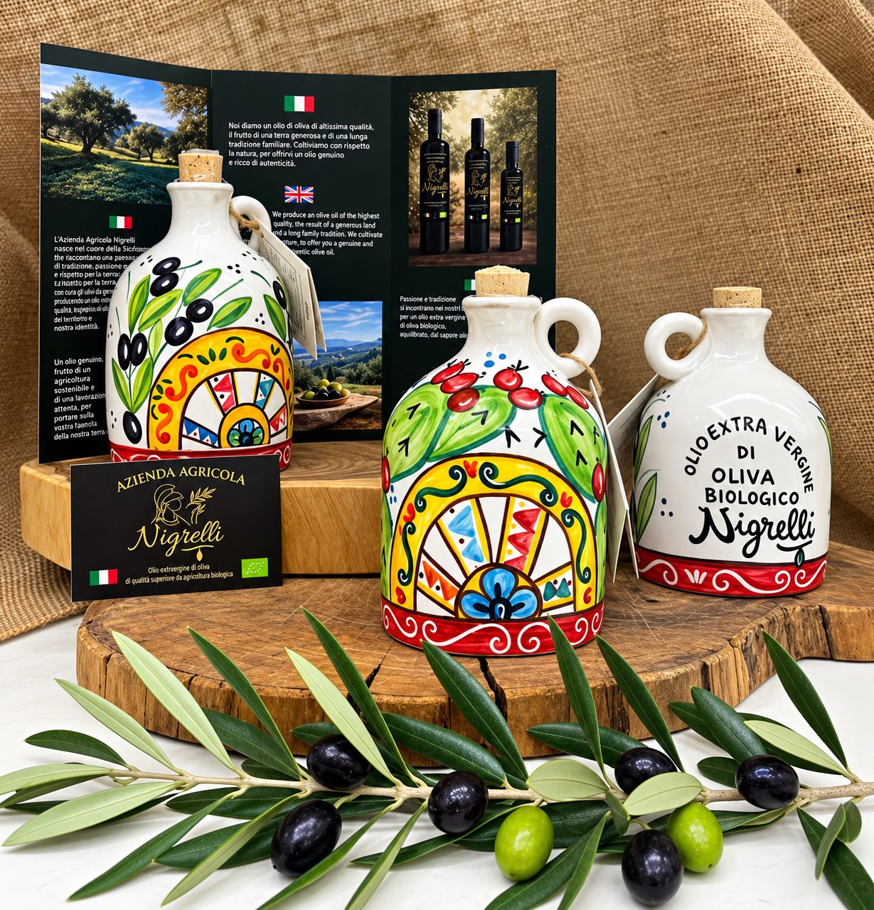 Orci in ceramica siciliana dipinti a mano con olio EVO Nigrelli